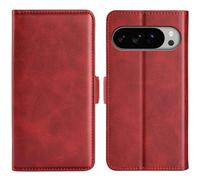 LMFULM® Protective Case for Google Pixel 10 Pro XL (G45RY, GUL82, GYPW4) (6.8 Inch) PU Leather Case Magnetic Wallet Holster Shell Stent Function Flip Case Cover Red