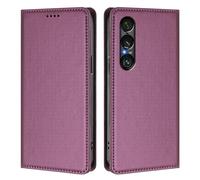 LMFULM® Protective Case for Sony Xperia 1 VII XQ-FS54/ PDX256 (6.5 Inch) PU Leather Cover Magnetic Adsorption Holster with Anti-Theft Brush Wallet Wireless Charging Shell Violet