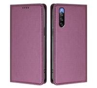 LMFULM® Protective Case for Sony Xperia 10 III SO-52B/ SOG04/ XQ-BT52 (6.0 Inch) PU Leather Cover Magnetic Adsorption Holster with Anti-Theft Brush Wallet Wireless Charging Shell Violet