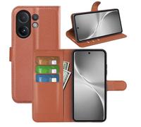 LMFULM® Protective Case for Vivo V60 (6.77 Inch) PU Leather Case Magnetic Wallet Case Litchi Stent Function Flip Case Cover Brown