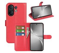 LMFULM® Protective Case for Vivo V60 (6.77 Inch) PU Leather Case Magnetic Wallet Case Litchi Stent Function Flip Case Cover Red
