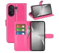 LMFULM® Protective Case for Vivo V60 (6.77 Inch) PU Leather Case Magnetic Wallet Case Litchi Stent Function Flip Case Cover Rose Red