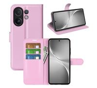 LMFULM® Protective Case for Vivo V60 (6.77 Inch) PU Leather Case Magnetic Wallet Case Litchi Stent Function Flip Case Cover Pink