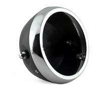 LMGMPOHOYY Cubierta para faro delantero Motorcycle 7-Inch Headlight Retro For Custom Deep Bucket Shell Modified Headlight Base LED Headlight Shell(Black Chrome ring)