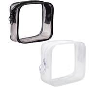 LMHEYL 2 Pcs Transparent Makeup Bags, Zipper Wash Bag, Travel Mini Makeup Bag, Suitable for Business Trips and Travel, Black+White, Portable