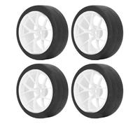 LMHHMIN 4Pcs 1/10 On Road Wheels Tires Rubber Universal for TAMIYA TT01 XV01 RC Car Type A (White)