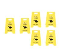 LMHHMIN 6PCS Cat Vomit Caution Signs Plastic Multifunctional Obvious Funny Cats Vomits Warning Sign for Indoor (Yellow)
