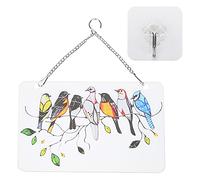 LMHHMIN Birds On A Wire Ornament Glass Window Panel Suncatcher Hangings with Chain Gift for Bird Lovers (Rectangular board)