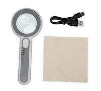 LMHHMIN Handheld Magnifying Glass 5X Rechargeable Touch Control LED Light Handheld Magnifier