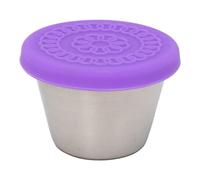 LMHHMIN Stainless Steel Dressing Container Mini Dipping Sauce Container with Sealing Silicone Lid for Beauty Salon Kitchen 70ml (Purple Lid)