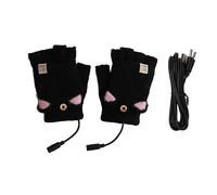LMHHMIN USB Heated Gloves Mitten Men Women Winter Knitted Fingerless Hand Warmer Heating Gloves for Office Work (Black)