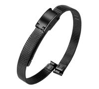 LMINGZE 6mm 8mm 10mm Metal Watch Chain Ladies' Small Sized Stainless Steel Watchband Woven Mesh Strap Bracelet(Black,6mm)
