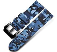 LMINGZE Camo Silicone Watch Band 20mm 22mm 24mm Rubber Bracelet Universal Quick Release Replacement Strap Sports Soft(Camo Blue Black,22mm)