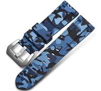 LMINGZE Camo Silicone Watch Band 20mm 22mm 24mm Rubber Bracelet Universal Quick Release Replacement Strap Sports Soft(Camo Blue Silver,24mm)