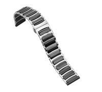 LMINGZE Ceramic Watch Bands Universal Replacement Watch Strap 20mm 22mm Quick Release Stainless Steel Bracelet(Black and silver,20mm)