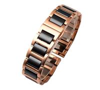 LMINGZE Ceramic Watch Strap 12mm 18mm 20mm 22mm Bracelet Quick Release Stainless Steel Watch Bands Universal Adjustable(Rose gold-black,15mm)
