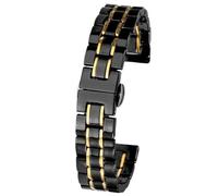 LMINGZE Ceramic Watch Strap 14 16 18 19 20 22mm Bracelet Quick Release Stainless Steel Watch Bands Universal Adjustable(Black Gold,14mm)