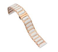 LMINGZE Ceramic Watch Strap Links Removable Replacement Metal Watch Bands 18mm 20mm 22mm Men Women Watch Band(Rose Gold White,20mm)