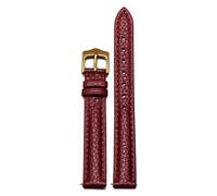 LMINGZE Genuine Leather Watch Band 18mm 20mm 22mm 24mm Universal Watch Strap Rose Gold Stainless Steel Buckle(Red G,24mm)
