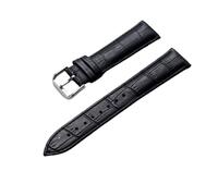 LMINGZE Genuine Leather Watch Strap 10mm 12mm 20mm 22mm Universal Watch Band Silver Stainless Steel Buckle(Black,12mm)