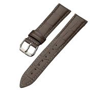 LMINGZE Genuine Leather Watch Strap 10mm 12mm 20mm 22mm Universal Watch Band Silver Stainless Steel Buckle(Grey,22mm)