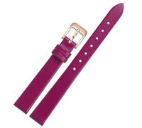LMINGZE Ladies Leather Watch Band 10mm 12mm 14mm 16mm Small Size Exquisite Universal Watch Strap Golden Stainless Steel Buckle(Rose red RG,12mm)