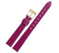 LMINGZE Ladies Leather Watch Band 10mm 12mm 14mm 16mm Small Size Exquisite Universal Watch Strap Golden Stainless Steel Buckle(Rose red G,16mm)