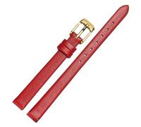 LMINGZE Ladies Leather Watch Band 14mm 16mm 18mm Universal Replacement Watch Strap Rose Gold Stainless Steel Buckle(Red G,16mm)