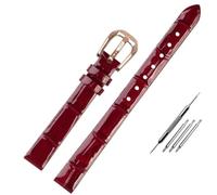 LMINGZE Leather Watch Band 10mm 11mm 12mm 14mm Women's Small Size Universal Watch Strap Stainless Steel Buckle