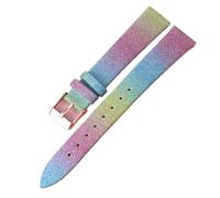 LMINGZE Leather Watch Band 8mm 10mm 12mm Women's Rainbow Universal Watch Strap Rose Gold Stainless Steel Buckle(Rainbow-RG Buckle,18mm)