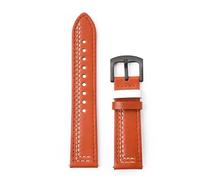 LMINGZE Leather Watch Band Quick Release Wristband 20mm 22mm Handmade Stitching Vintage Watch Strap(Orange W_20MM)