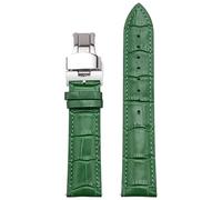 LMINGZE Leather Watch Strap 20mm 22mm 24mm Quick Release Watch Band Retro Universal Butterfly Buckle Wristband(Green 02_26mm)