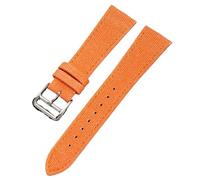 LMINGZE Leather Watch Strap 22mm Canvas Watch Band Retro Universal Replacement Wristband(Orange)