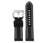 LMINGZE Nylon Watch Strap 24mm 26mm Vintage Weave Bracelet Canvas Watch Band Sport Universal(Black White Silver,24mm)