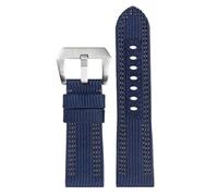 LMINGZE Nylon Watch Strap 24mm 26mm Vintage Weave Bracelet Canvas Watch Band Sport Universal(Blue grey silver,24mm)