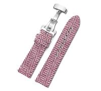 LMINGZE Nylon Watch Strap Universal Replacement 18mm 20mm 22mm Weave Bracelet Leather Watch Band Folding Buckle(Pink,22mm)