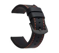 LMINGZE Retro Leather Watch Strap 18mm 20mm 22mm Handmade Stitching Universal Replacement Watch Band(Black Orange Black_22mm)