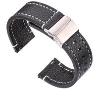 LMINGZE Retro Leather Watch Strap 18mm 20mm 22mm Stainless Steel Buckle Watch Band Universal Quick Release Wristband(Black,18mm)