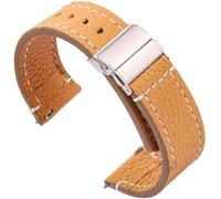 LMINGZE Retro Leather Watch Strap 18mm 20mm 22mm Stainless Steel Buckle Watch Band Universal Quick Release Wristband(Brown,18mm)
