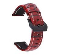 LMINGZE Retro Leather Watch Strap 20mm 22mm 24mm 26mm Black Stainless Steel Buckle Universal Replacement Watch Band(Red,26mm)