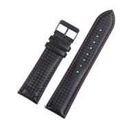 LMINGZE Retro Leather Watch Strap 20mm 22mm Quick Release Watch Band Universal Replacement Wristband Black(Red line,22mm)