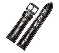 LMINGZE Retro Leather Watch Strap 22mm 23mm Stainless Steel Pin Buckle Folding Buckle Watch Band Universal Wristband(Black A,23mm)