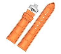 LMINGZE Retro Leather Watch Strap 22mm 23mm Stainless Steel Pin Buckle Folding Buckle Watch Band Universal Wristband(Orange C,23mm)