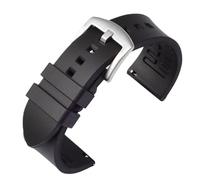 LMINGZE Silicone Rubber Watch Strap Men's Sports Universal Bracelet 20mm 22mm 24mm Replacement Watchband Accessories(Black Silver,20mm)