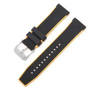 LMINGZE Silicone Rubber Watch Strap Men's Sports Universal Bracelet 22mm Replacement Watchband Accessories(Black yellow silver)