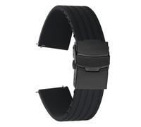 LMINGZE Silicone Watch Band 20mm 22mm 24mm Rubber Bracelet Universal Quick Release Replacement Strap Sports Soft(Black B,24mm)
