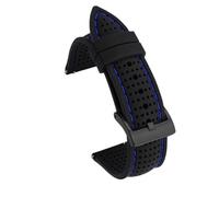 LMINGZE Silicone Watch Band 20mm 22mm 24mm Rubber Bracelet Universal Quick Release Replacement Strap Sports Soft(Black Blue line_18mm)