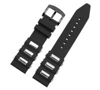 LMINGZE Silicone Watch Strap Metal Grains 20mm 22mm 24mm 26mm Men Sport Rubber Watch Band Replace Bracelet(Black Black Buckle,26mm)
