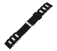 LMINGZE Silicone Watch Strap Metal Grains 20mm 22mm 24mm 26mm Men Sport Rubber Watch Band Replace Bracelet(Black Silver Buckle,22mm)