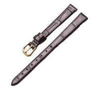 LMINGZE Small Size Leather Watch Band 6mm 8mm 10mm Women's Universal Watch Strap Stainless Steel Buckle(Gold B,Brown,6mm)